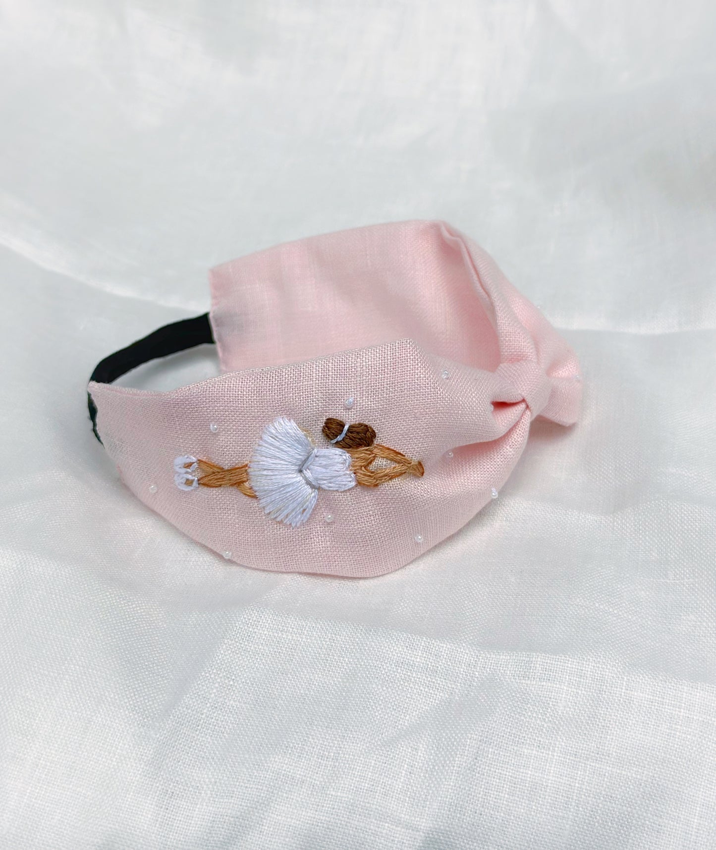 Blush ballerina-Embroidered headband