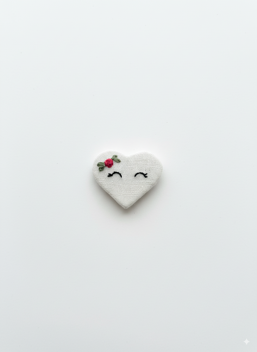 handmade hair clip, baby snap clip, toddler hair accessories, embroidered heart clip, kids hair accessories, cute baby hair clips, fabric hair clip for girls.