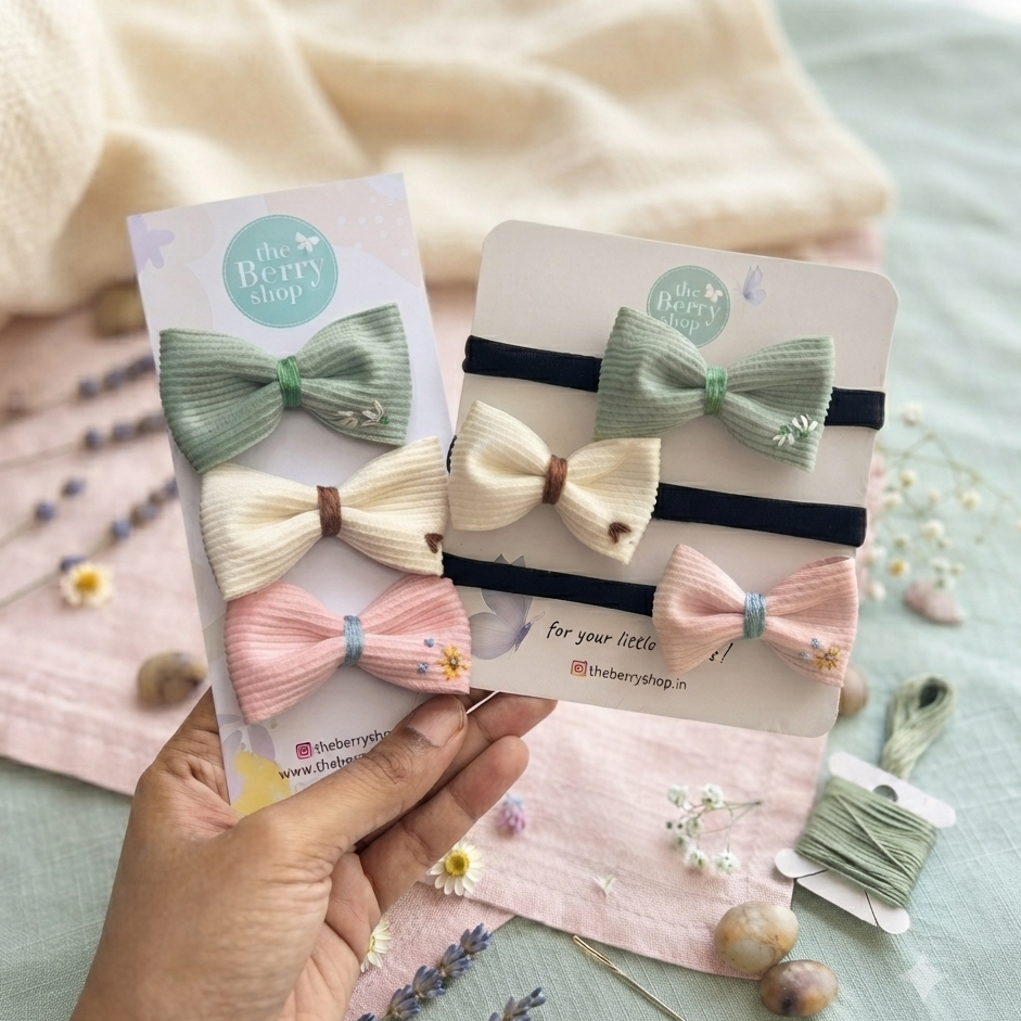 Daily Trio- suede bow combo (3 bows)