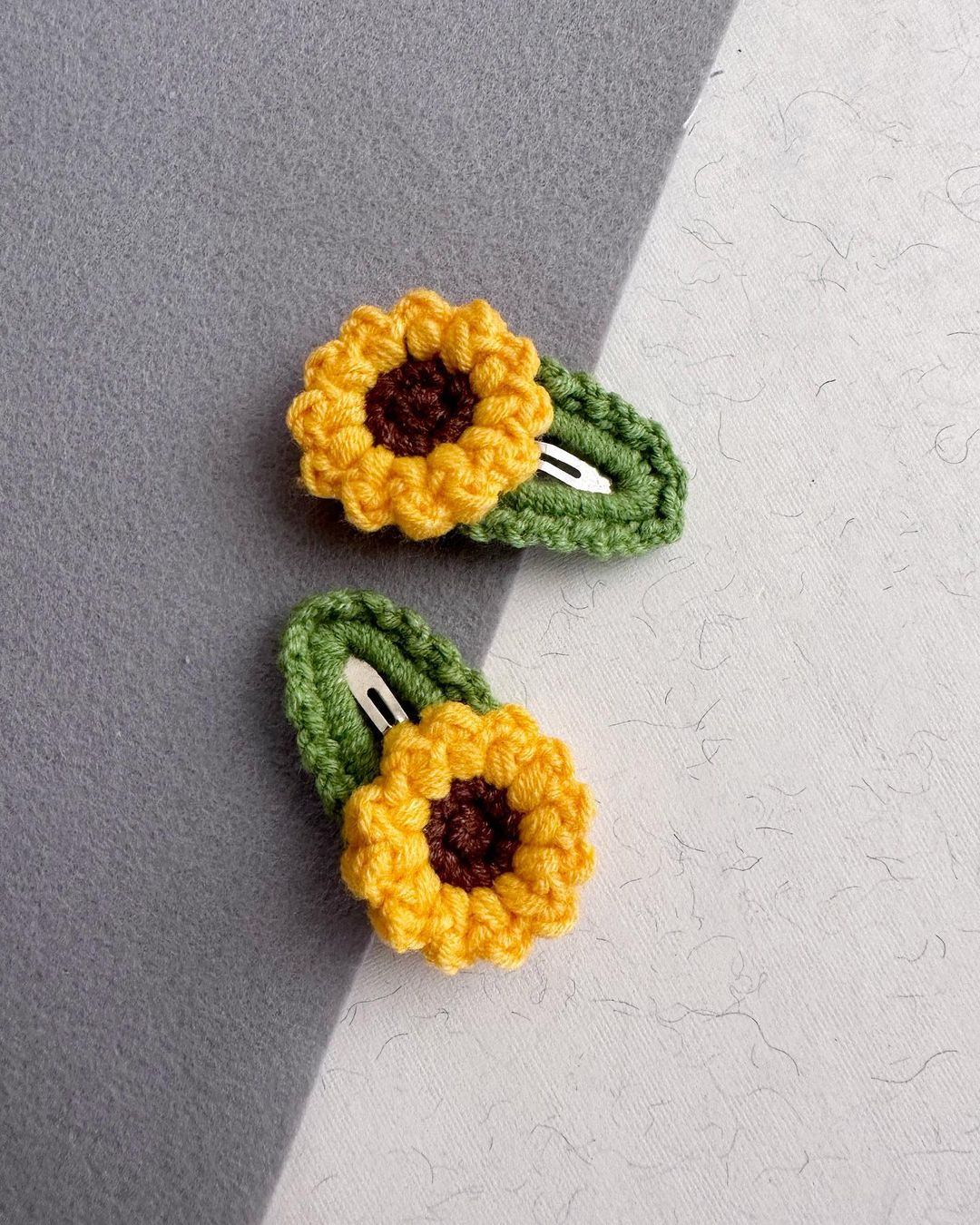 Sunflower Yellow Crochet Clip