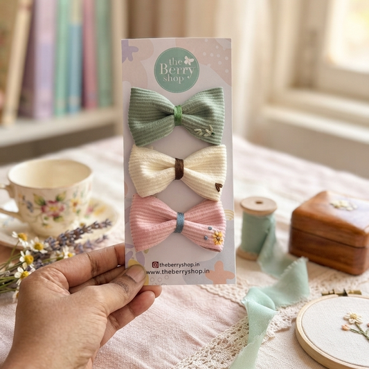 Daily Trio- suede bow combo (3 bows)