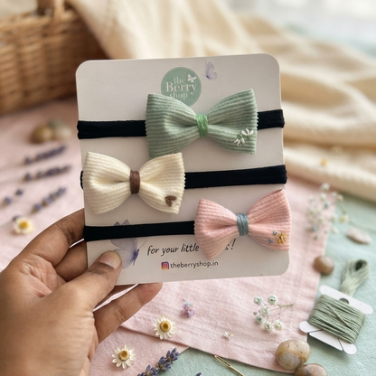 Daily Trio- suede bow combo (3 bows)