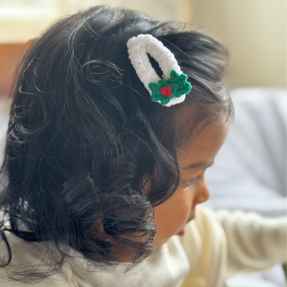 Snowy Berry Crochet Clip