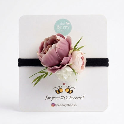 Blush pink peony floral hair clip for baby girls handcrafted by The Berry Shop.