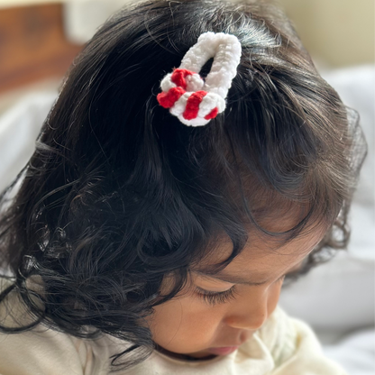 Santa’s cane Crochet Clip
