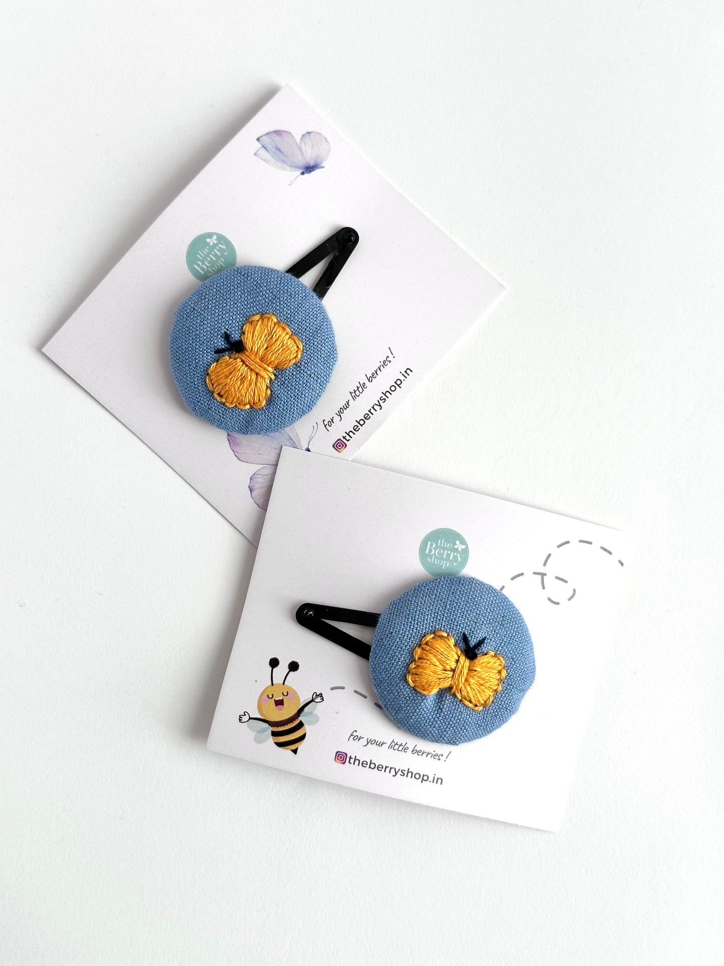 Just fly yellow butterfly- Round snap clip