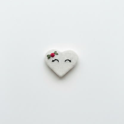 handmade hair clip, baby snap clip, toddler hair accessories, embroidered heart clip, kids hair accessories, cute baby hair clips, fabric hair clip for girls.
