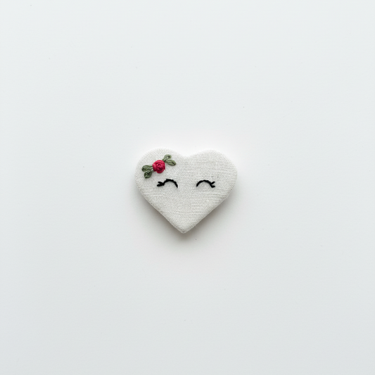 handmade hair clip, baby snap clip, toddler hair accessories, embroidered heart clip, kids hair accessories, cute baby hair clips, fabric hair clip for girls.

