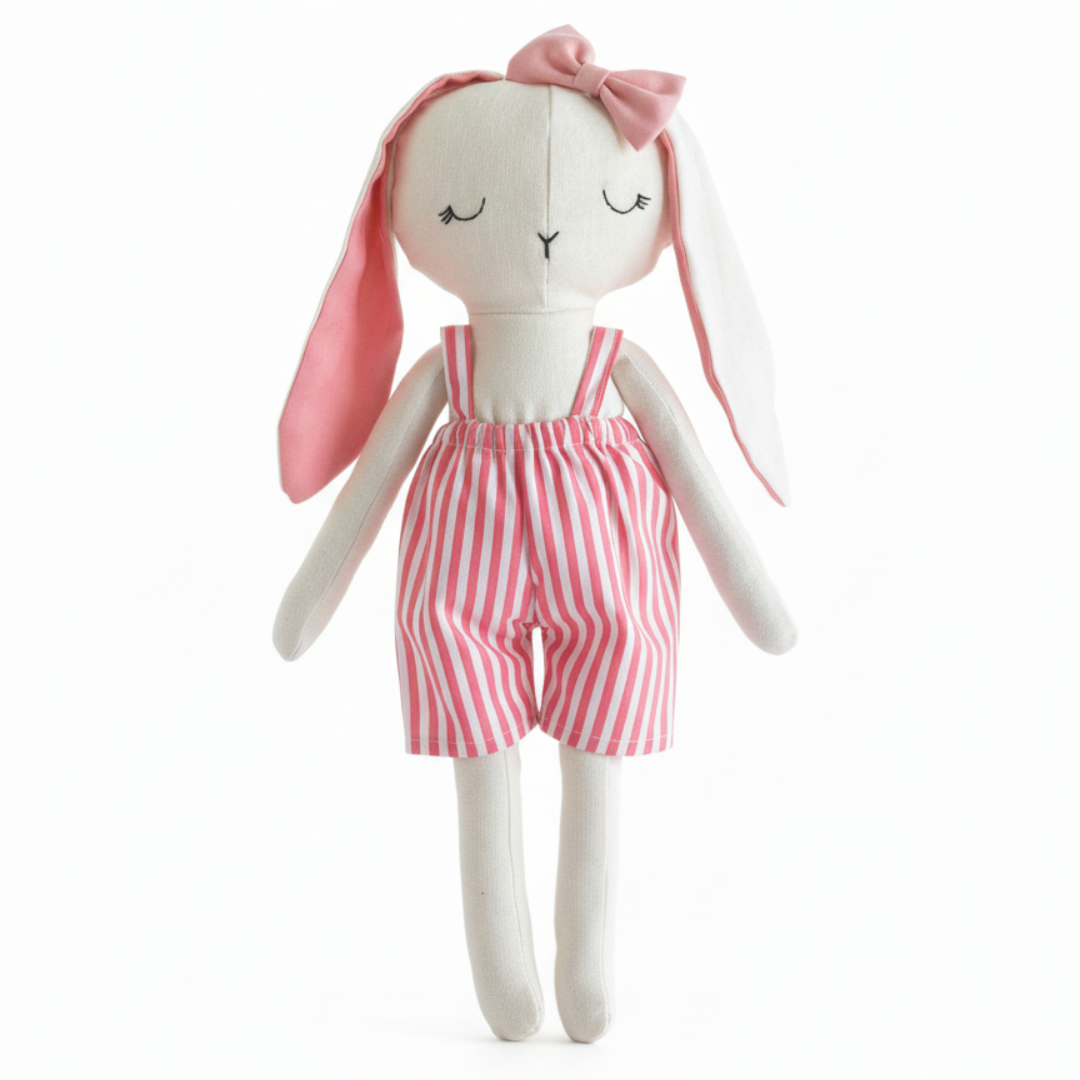 Handmade bunny doll with removable dresses. Soft fabric toy, safe for kids, perfect toddler gift & keepsake for birthdays. Gift ideas for children. cloth doll for children.