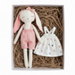 Handmade bunny doll with removable dresses. Soft fabric toy, safe for kids, perfect toddler gift & keepsake for birthdays. Gift ideas for children. cloth doll for children.