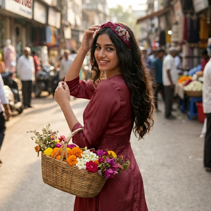 Flower Garden - Maroon