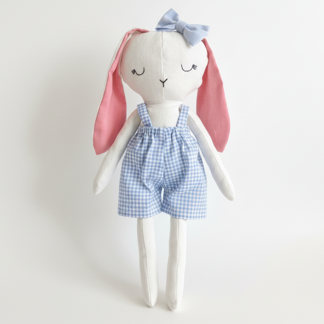 Handmade bunny doll with removable dresses. Soft fabric toy, safe for kids, perfect toddler gift & keepsake for birthdays. Gift ideas for children. cloth doll for children.