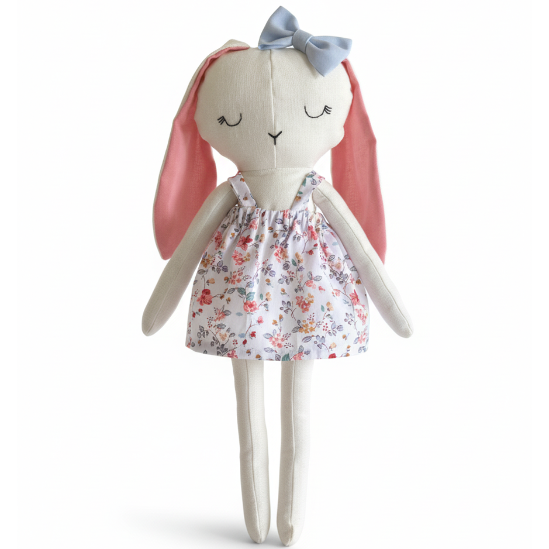 Handmade bunny doll with removable dresses. Soft fabric toy, safe for kids, perfect toddler gift & keepsake for birthdays. Gift ideas for children. cloth doll for children. 