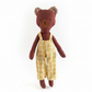 Adorable 13-inch brown bear for kids 1 year & above, dressed in chrome yellow checkered pants. Gender-neutral, soft, durable, and perfect for playtime or travel.  Soft fabric toy, safe for kids, perfect toddler gift & keepsake for birthdays. Gift ideas for children. cloth doll for children.